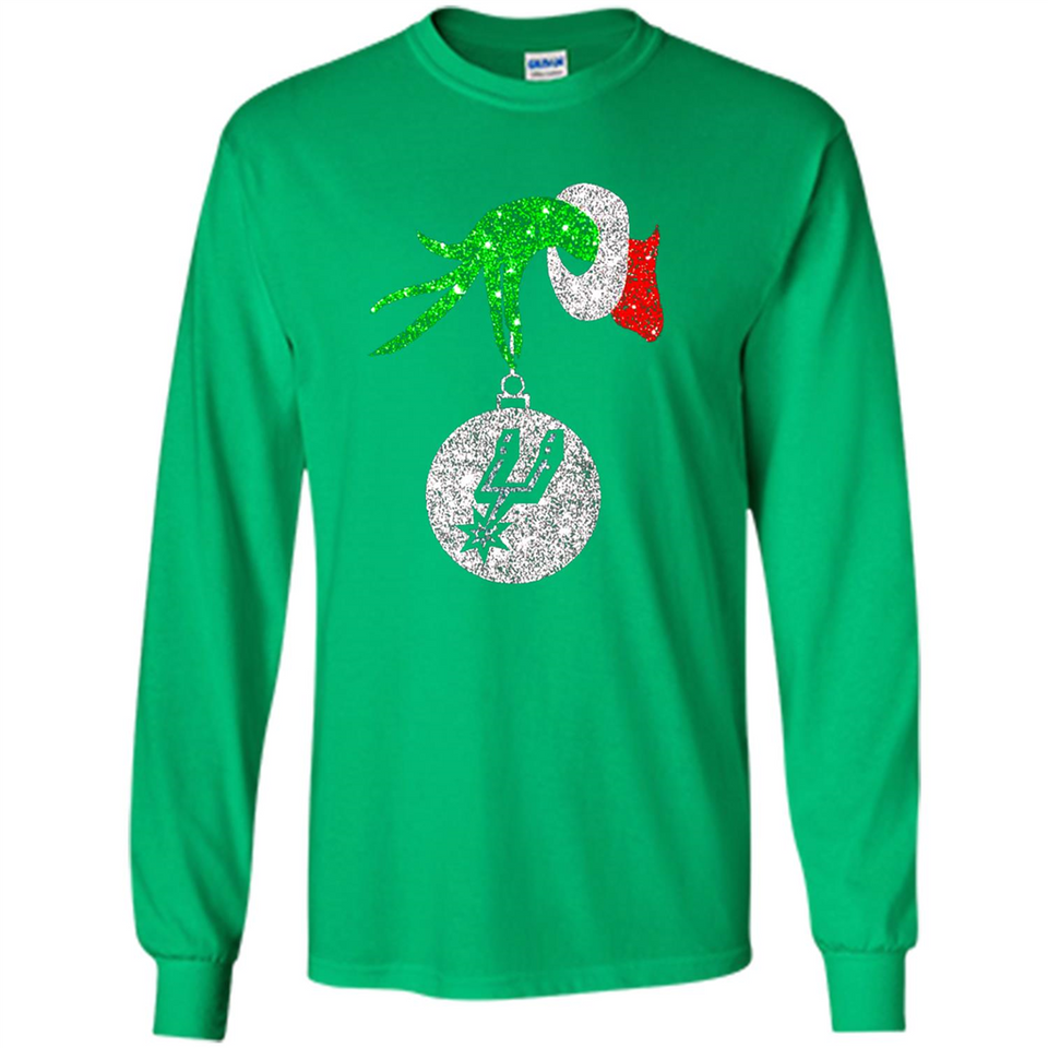 Amazing shirt San Antonio Spurs Glitter Grinch Monogram Ornament Christmas Gift - Long Sleeve T-Shirt