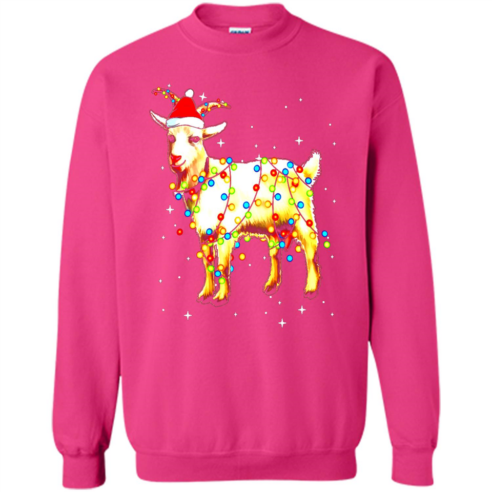 Christmas Lights Goat Wearing Santa Hat T-Shirt - Sweatshirt