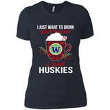I Just Want To Drink Hot Chocolate & Watch Washington Huskies Ugly Christmas Sweater PINGPONG