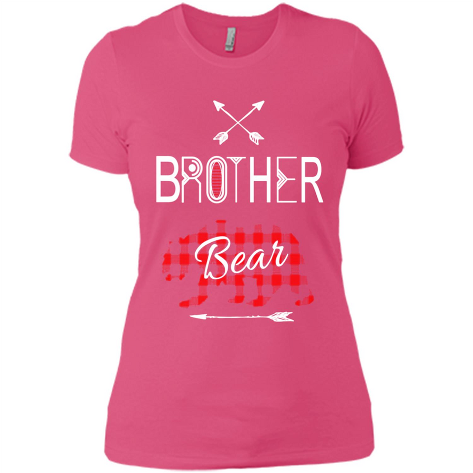 Brother Shirt Buffalo Plaid Family Camping Bear Tee - Ladies' Boyfriend T-Shirt