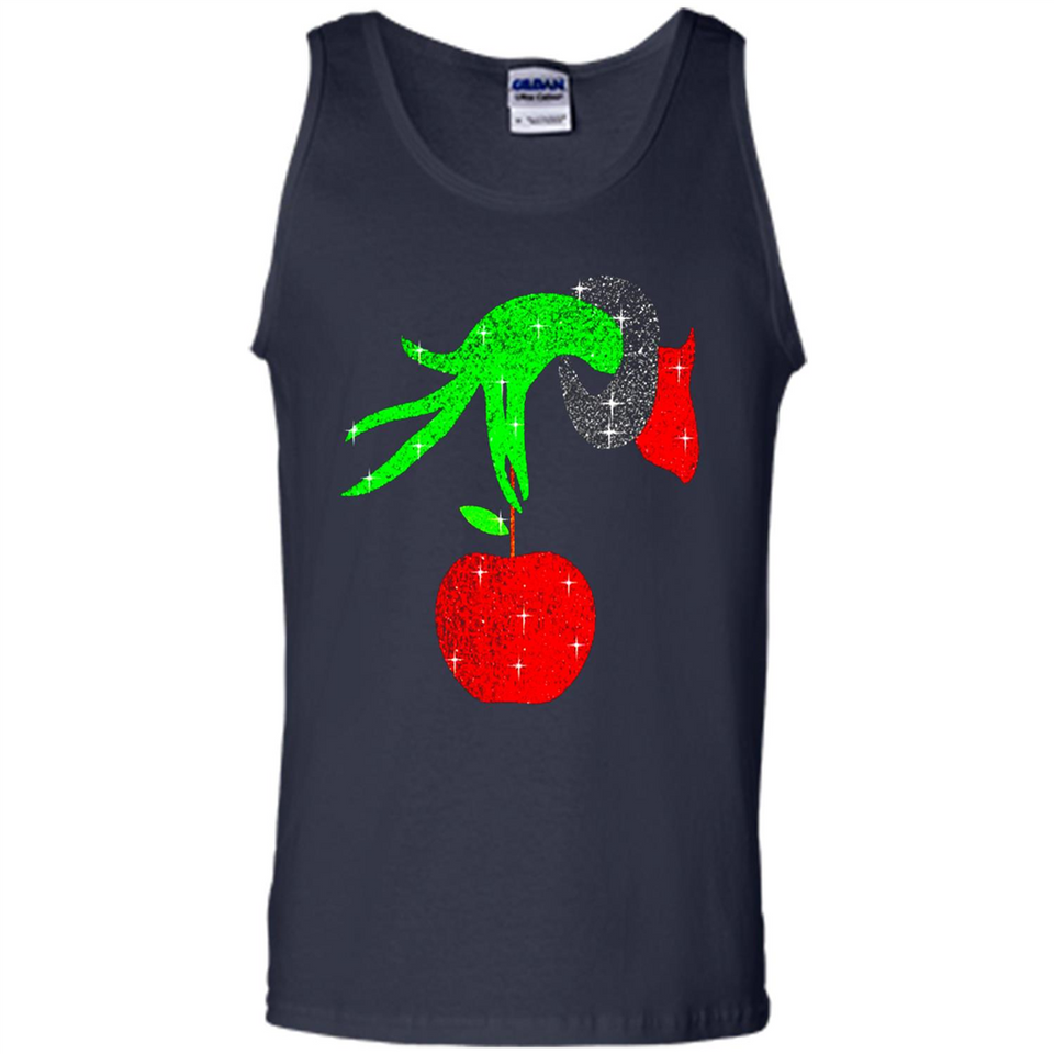 Christmas The Grinch Hand Holding Apple Ornament sweater - Tank Top