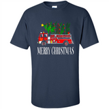Firetruck Santa Sleigh Merry Christmas Firefighter - Shirt