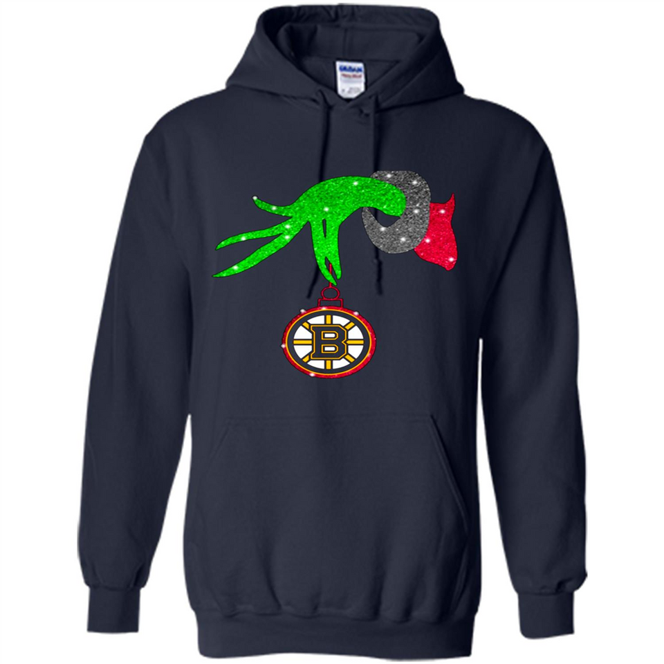 GRINCH HAND HOLDING BOSTON BRUINS GLITTER CHRISTMAS PINGPONG