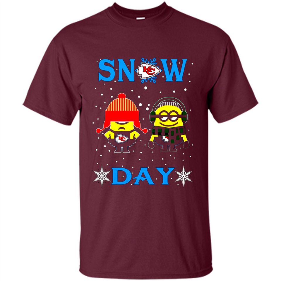 Snow Day Shirt For Kansas City Chiefs Vs Minion Fans Cotton pingpong