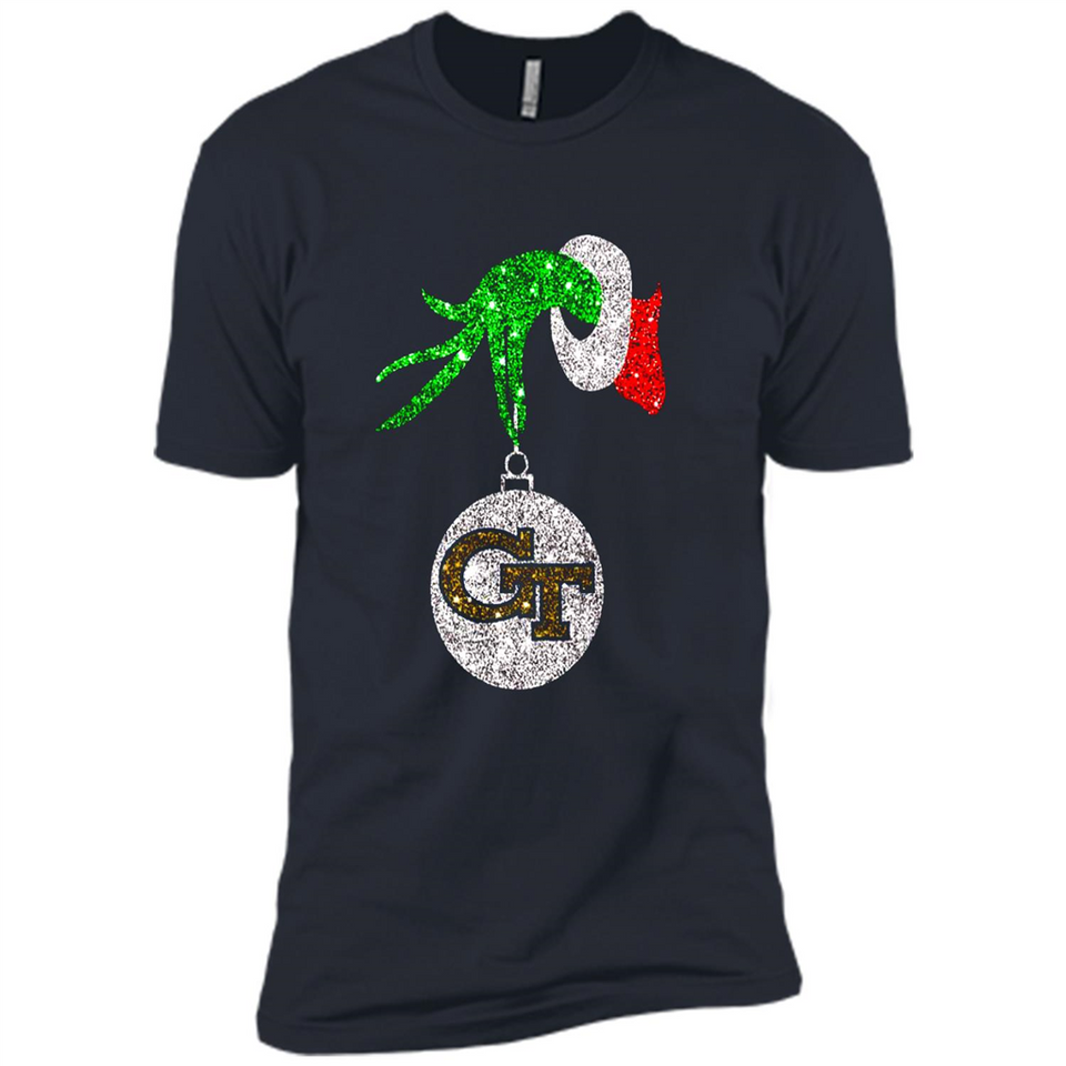 Fantastic Georgia Tech Yellow Jackets Glitter Grinch Monogram Ornament Christmas - Premium Short Sleeve T-Shirt