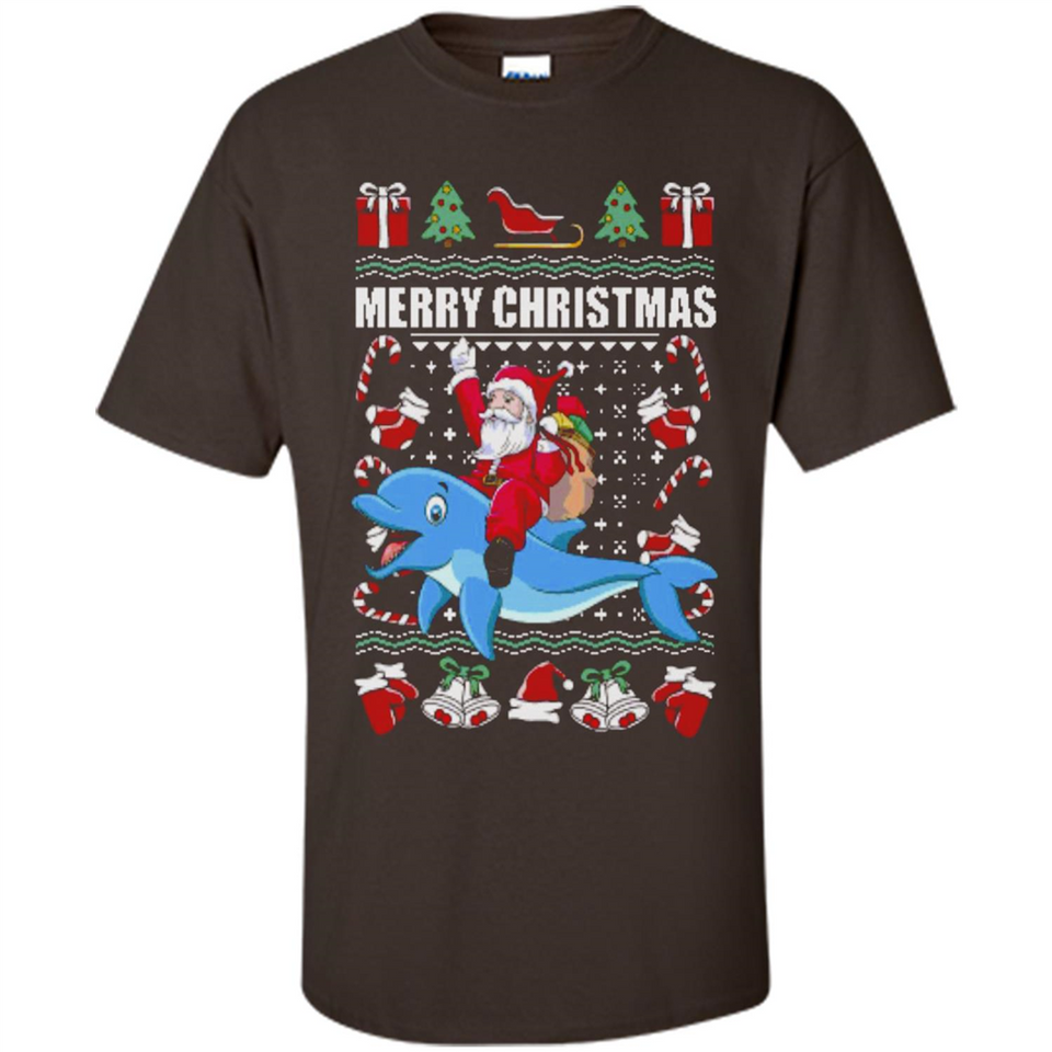 Ugly Christmas Santa Riding Dolphin - Shirt