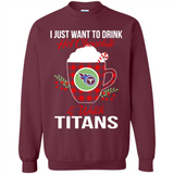 I Just Want To Drink Hot Chocolate & Watch Tennessee Titans Ugly Christmas Sweater PINGPONG