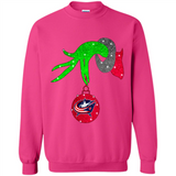 GRINCH HAND HOLDING COLUMBUS BLUE JACKETS GLITTER CHRISTMAS PINGPONG