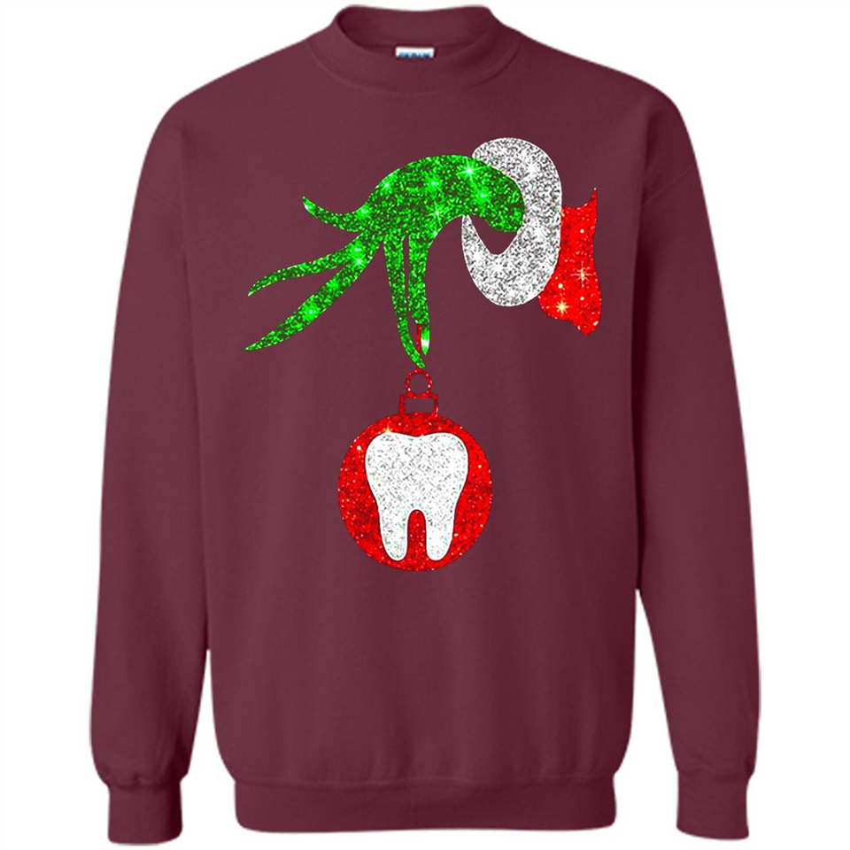 Christmas Nurse Grinch hand holding clinic dental ornament - Sweatshirt