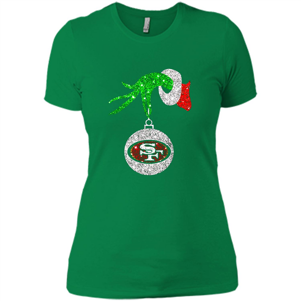 Amazing tee San Francisco 49ers Glitter Grinch Monogram Ornament Christmas Gift - Ladies' Boyfriend T-Shirt