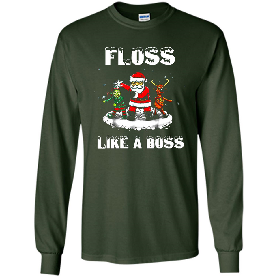 Floss Like A Boss Santa Flossing Dance Funny - Long Sleeve T-Shirt