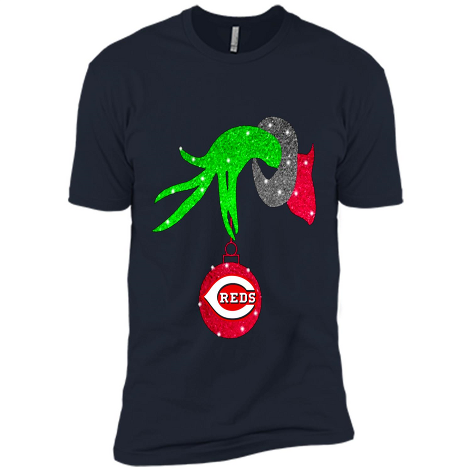 GRINCH HAND HOLDING CINCINNATI REDS GLITTER CHRISTMAS PINGPONG