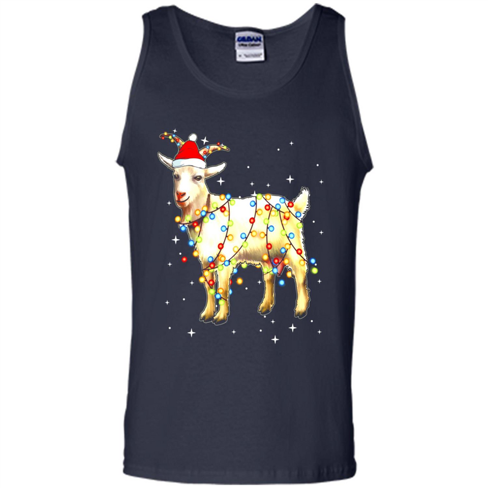 Christmas Lights Goat Wearing Santa Hat Funny Xmas - Tank Top
