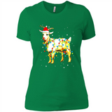 Christmas Lights Goat Wearing Santa Hat T-Shirt - Ladies' Boyfriend T-Shirt