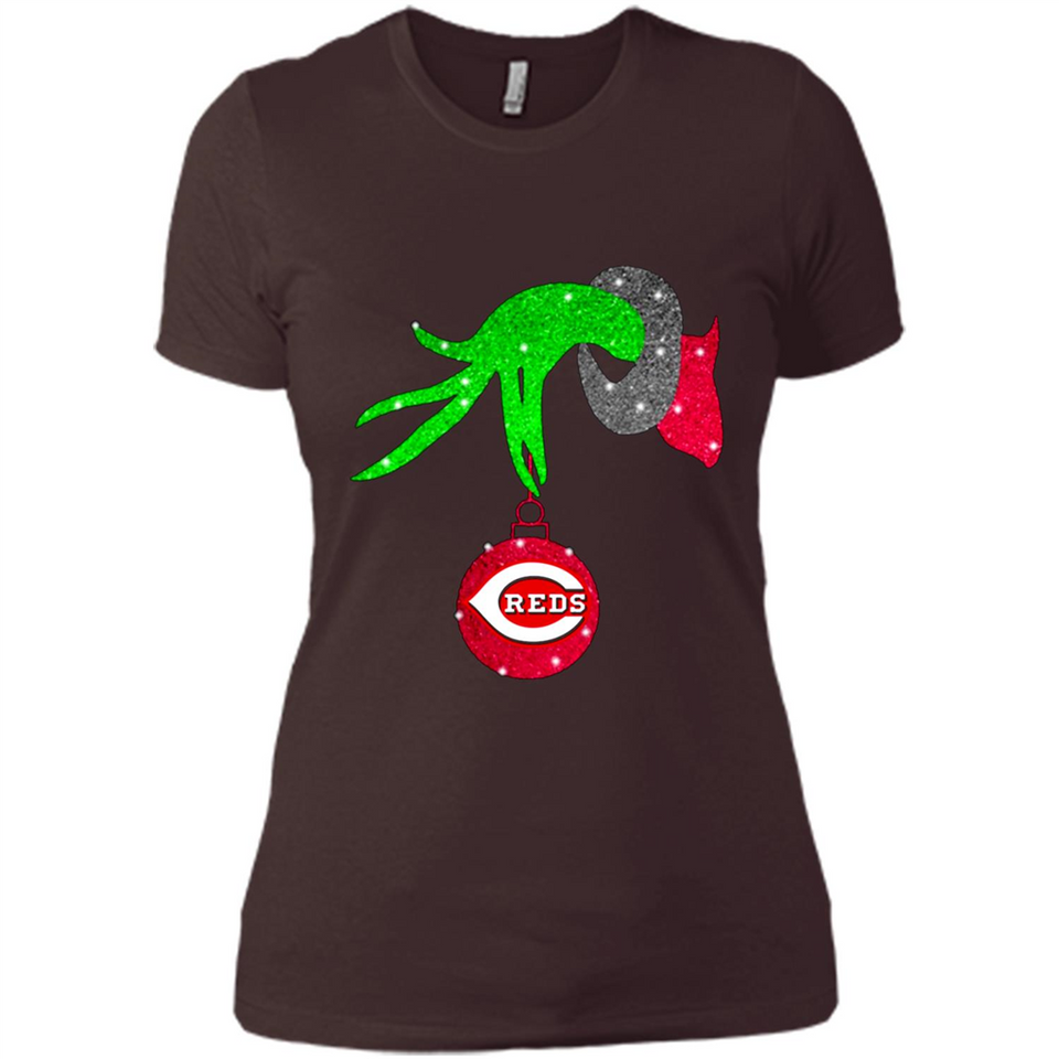 GRINCH HAND HOLDING CINCINNATI REDS GLITTER CHRISTMAS PINGPONG