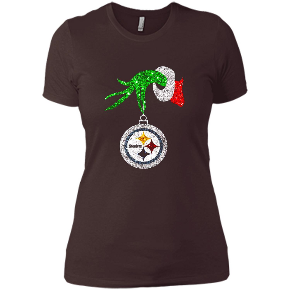 Fantastic Pittsburgh Steelers Glitter Grinch Monogram Ornament Christmas Gift - Ladies' Boyfriend T-Shirt
