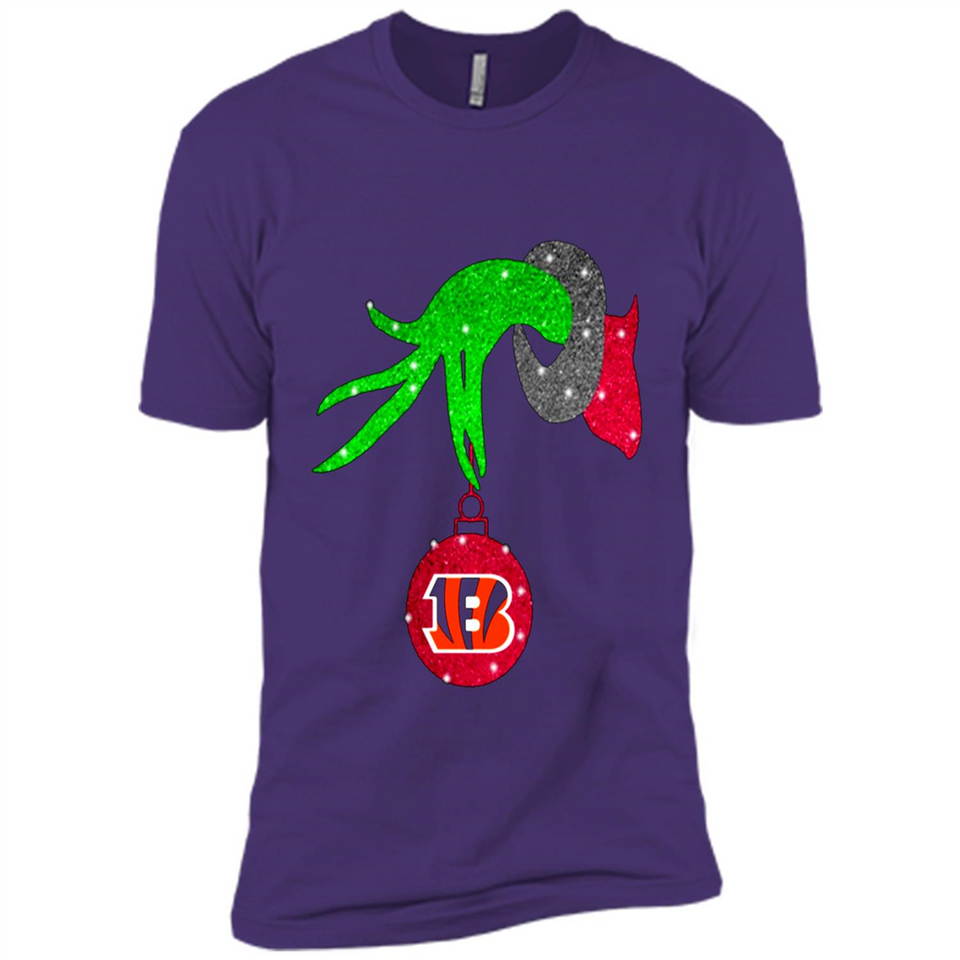 GRINCH HAND HOLDING CINCINNATI BENGALS GLITTER CHRISTMAS PINGPONG