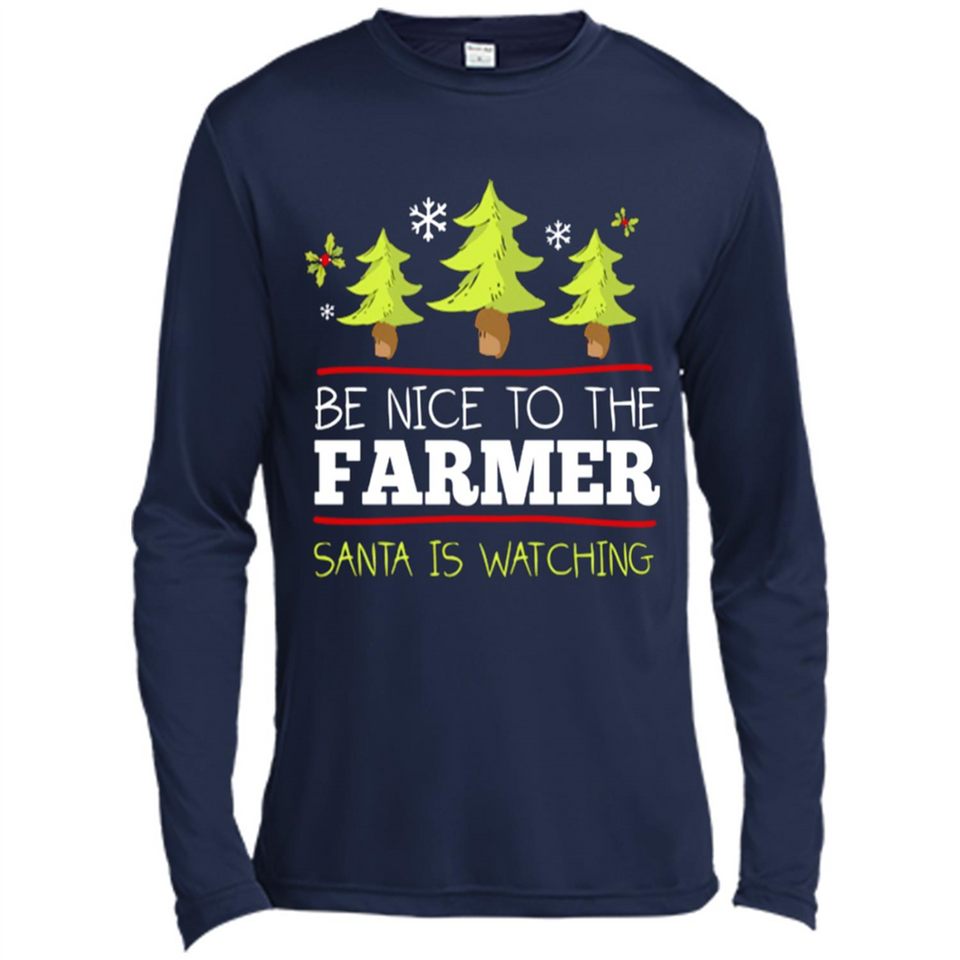 Be Nice to Farmer Santa Watching Christmas - Canvas Long Sleeve T-Shirt