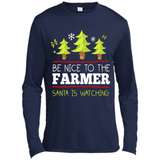 Be Nice to Farmer Santa Watching Christmas - Canvas Long Sleeve T-Shirt