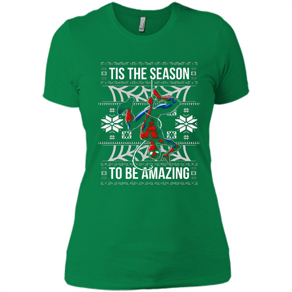 Marvel Spider Man Tis The Season To Be Amazing Ugly Christmas Mug PINGPONG - Ladies' Boyfriend T-Shirt