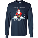 Funny Christmas Nurse Shirt, Santa_s Favorite Nurse - Long Sleeve T-Shirt