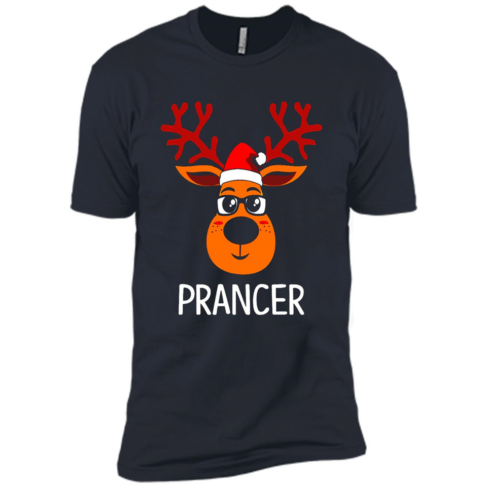 Prancer Reindeer Santa Claus Funny Xmas Holiday T-Shirt - Premium Short Sleeve T-Shirt