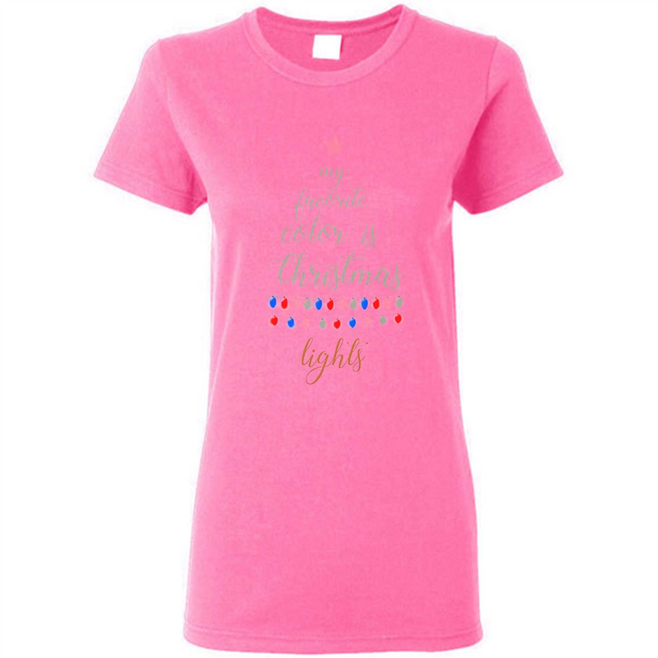 My Favorite Color is Christmas Lights Xmas Sporty T-Shirt - Ladies Short-Sleeve