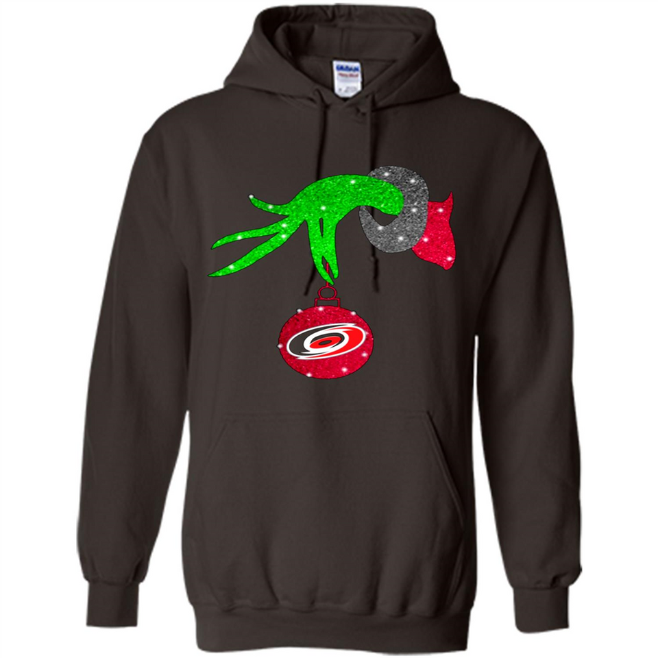 GRINCH HAND HOLDING CAROLINA HURRICANES GLITTER CHRISTMAS PINGPONG