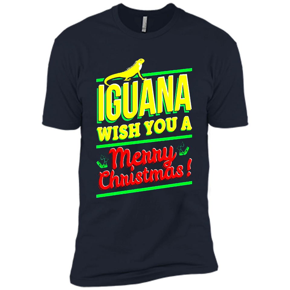 Iguana Wish You A Merry Christmas Animal - Premium Short Sleeve T-Shirt