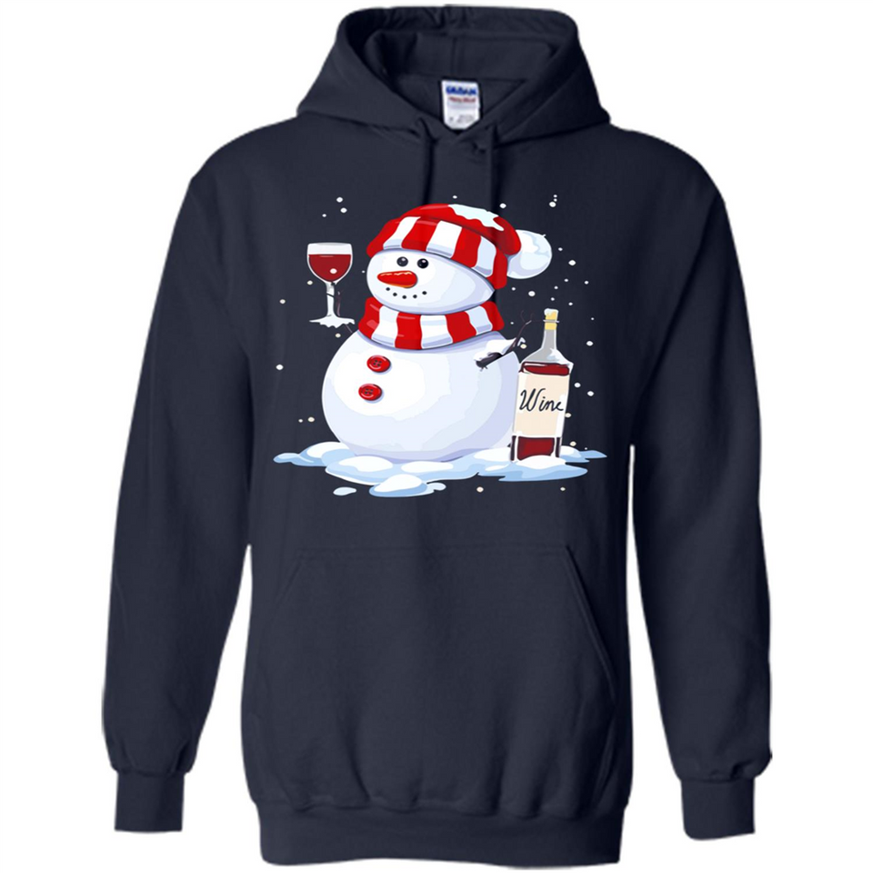 Cute Snowman drink Red Wine Christmas - Hoodie