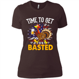 Time To Get Basted Funny Turkey Beer Thanksgiving - Ladies' Boyfriend T-Shirt