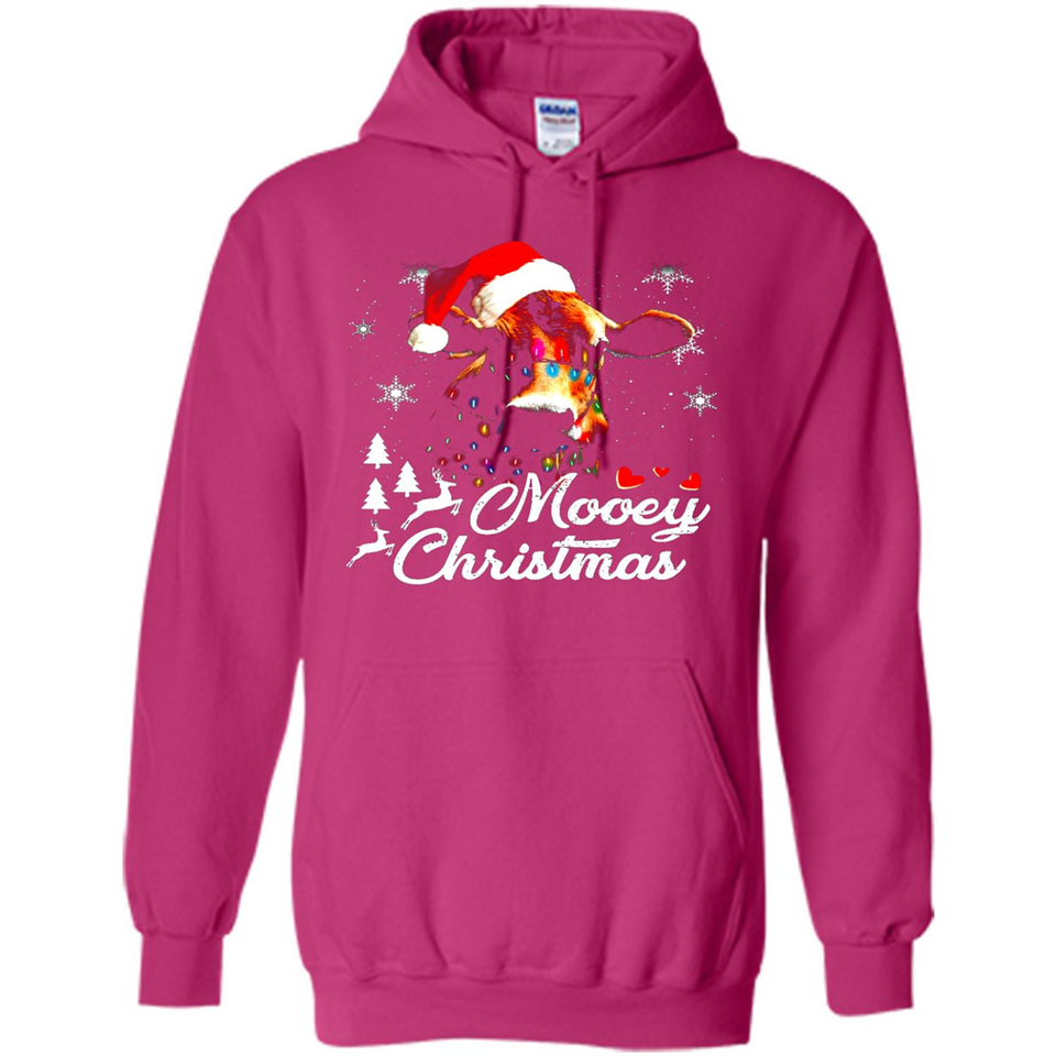 Mooey Christmas Cow Santa Christmas Lover Lights Sweatshirt - Hoodie