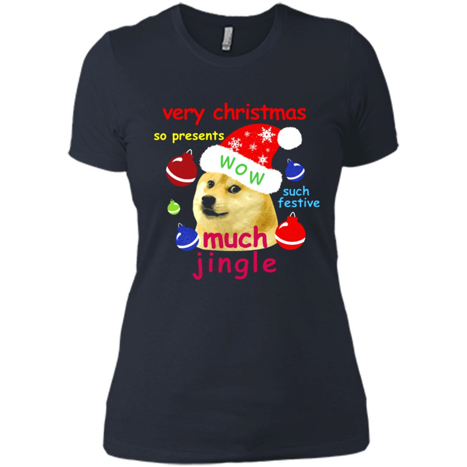 Christmas Doge Meme Shirts Funny Santa Shiba Inu Dog - Ladies' Boyfriend T-Shirt