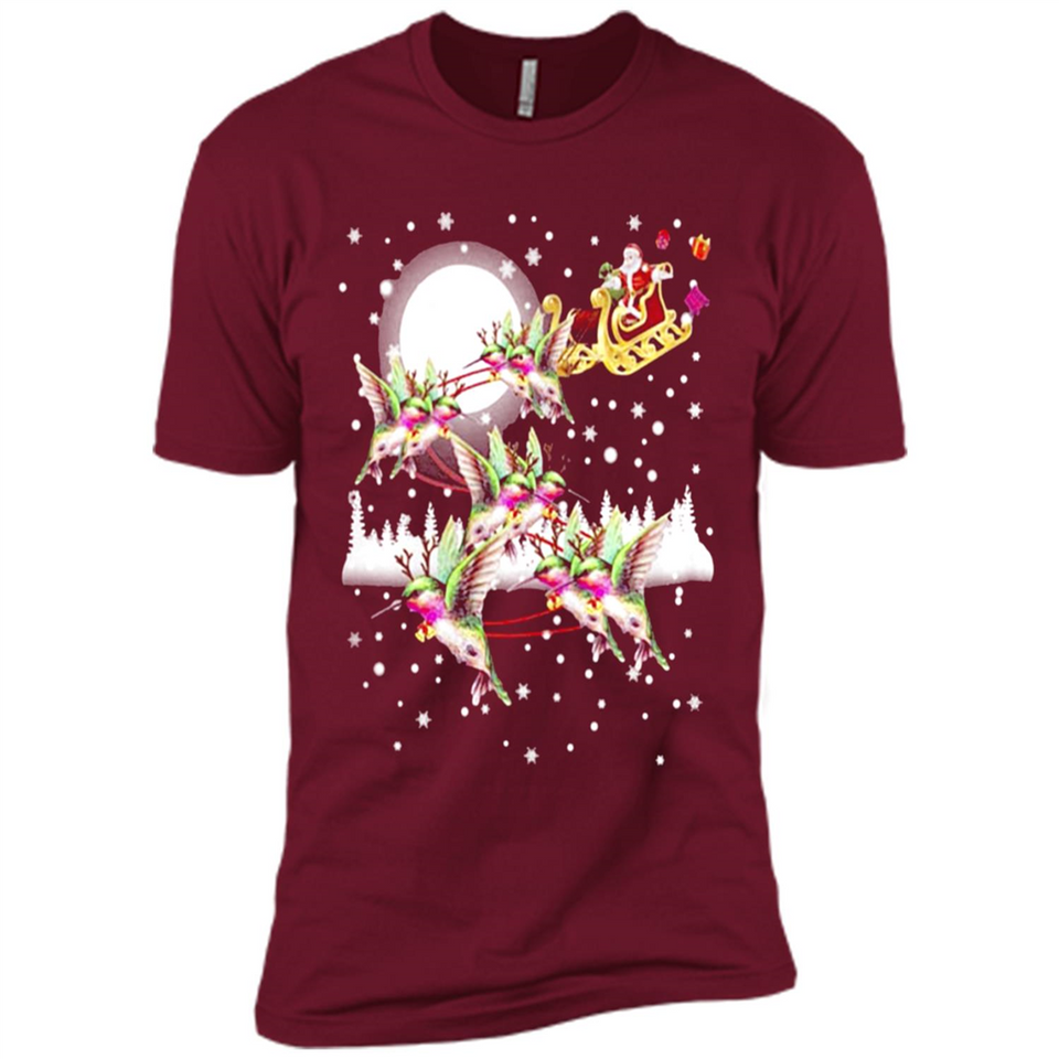 Hummingbird Santa Sleigh - Premium Short Sleeve T-Shirt