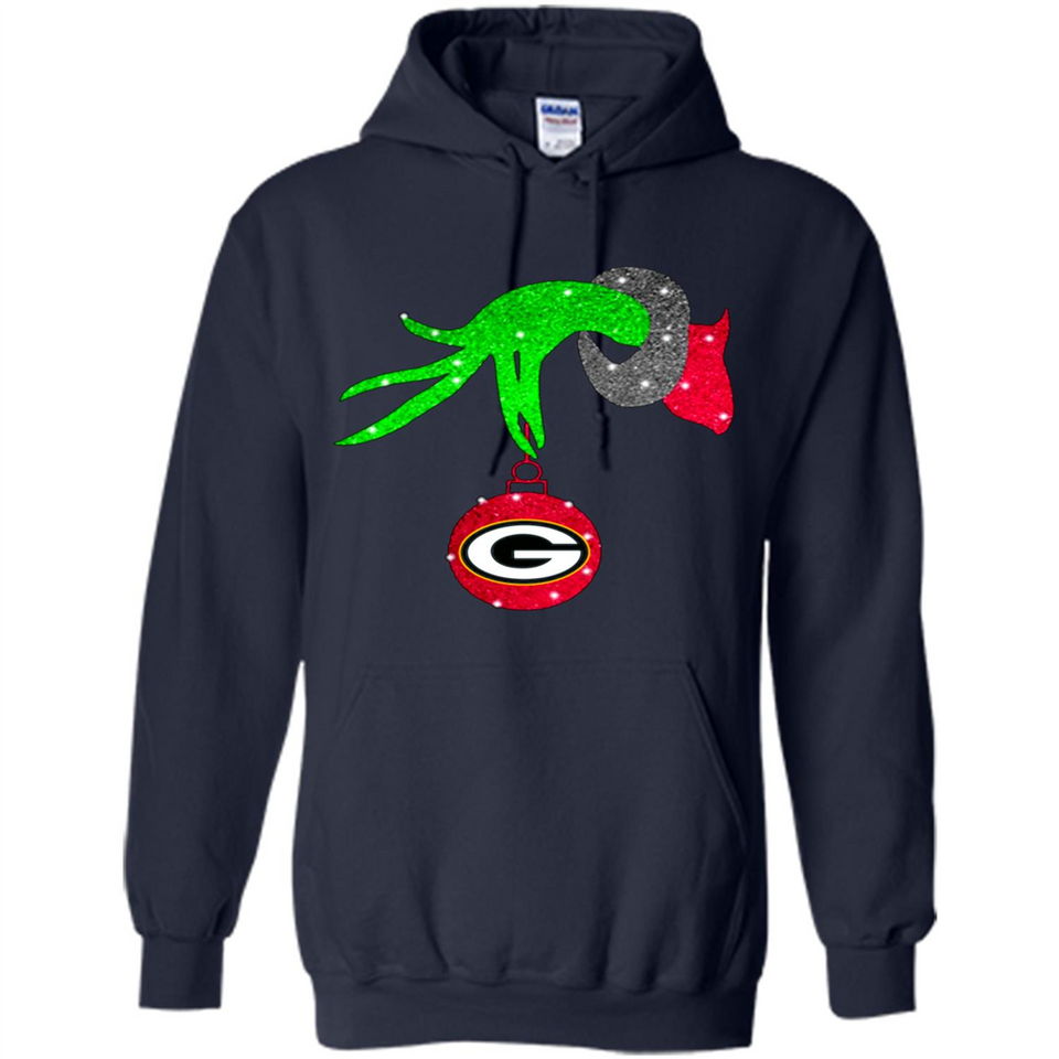 GRINCH HAND HOLDING GREEN BAY PACKERS GLITTER CHRISTMAS PINGPONG