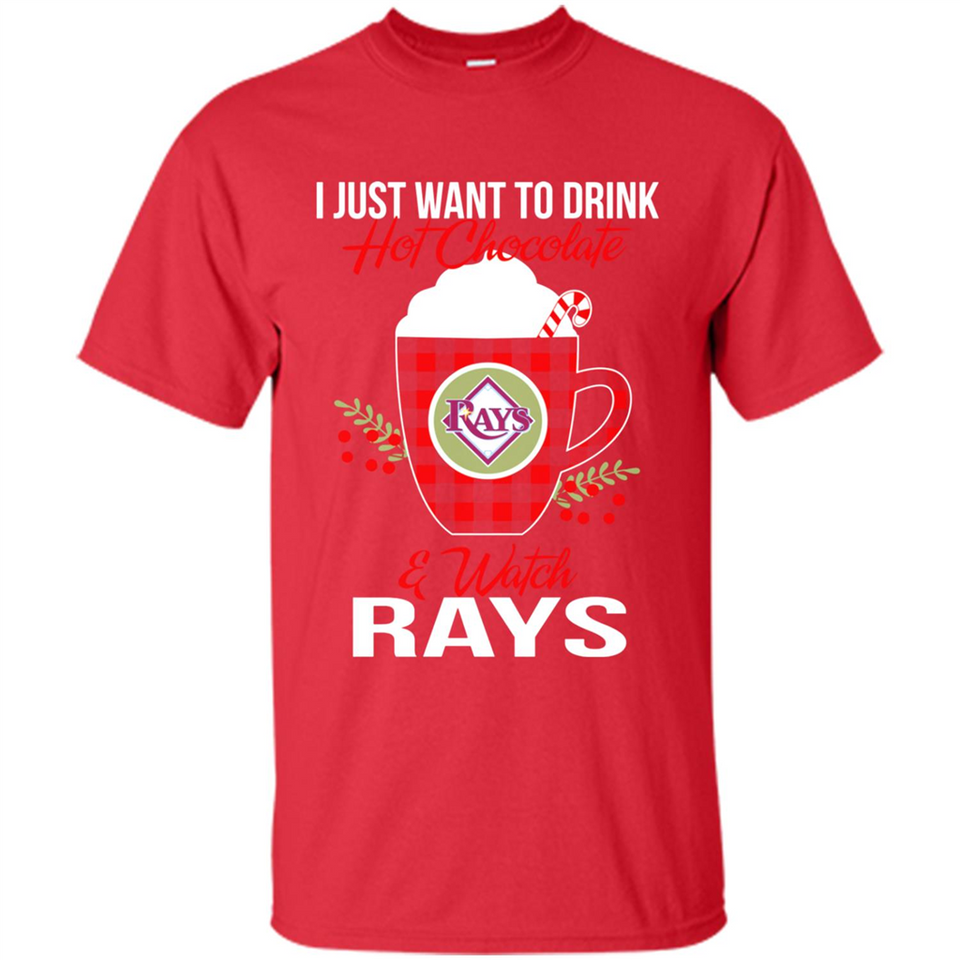 I Just Want To Drink Hot Chocolate & Watch Tampa Bay Rays Ugly Christmas Sweater PINGPONG