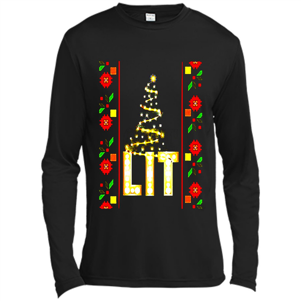 Funny Lets Get Lit Christmas Tree - Canvas Long Sleeve T-Shirt