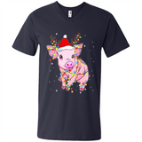 Christmas Lights Pig Wearing Santa Hat Funny Xmas - Men's V-Neck