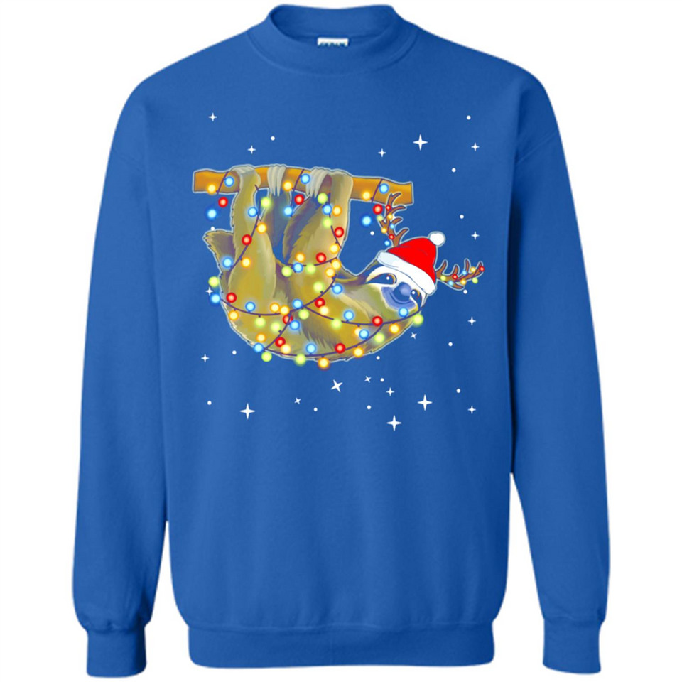 Christmas Lights Sloth Wearing Santa Hat Funny Xmas - Sweatshirt