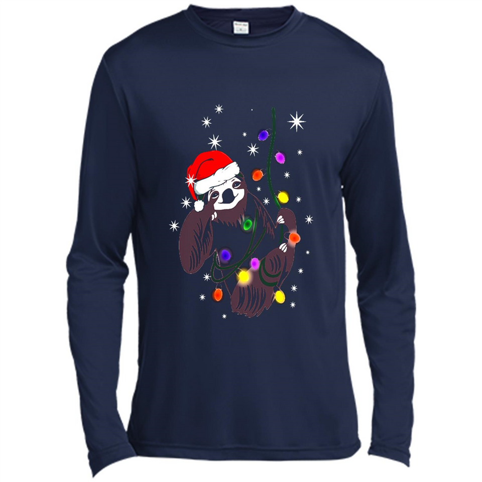 Cute Christmas Choloepus Sloth Santa Led Light Mug - Canvas Long Sleeve T-Shirt