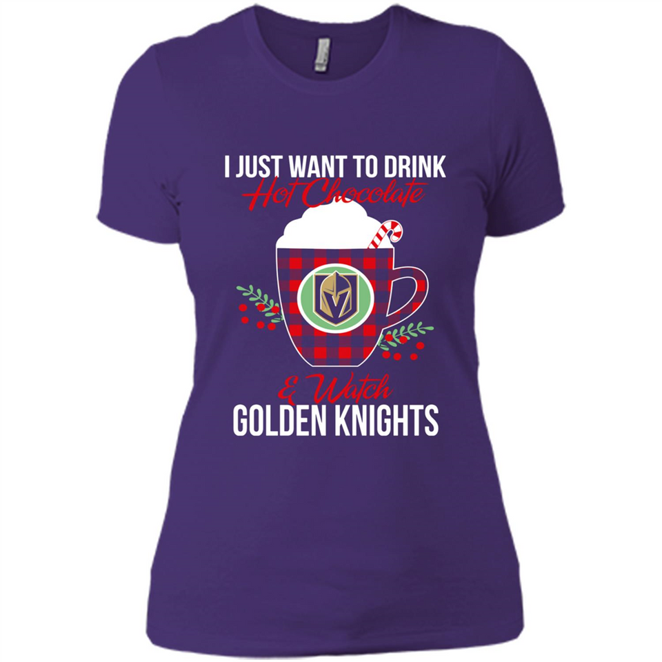 I Just Want To Drink Hot Chocolate & Watch Vegas Golden Knights Ugly Christmas Sweater PINGPONG