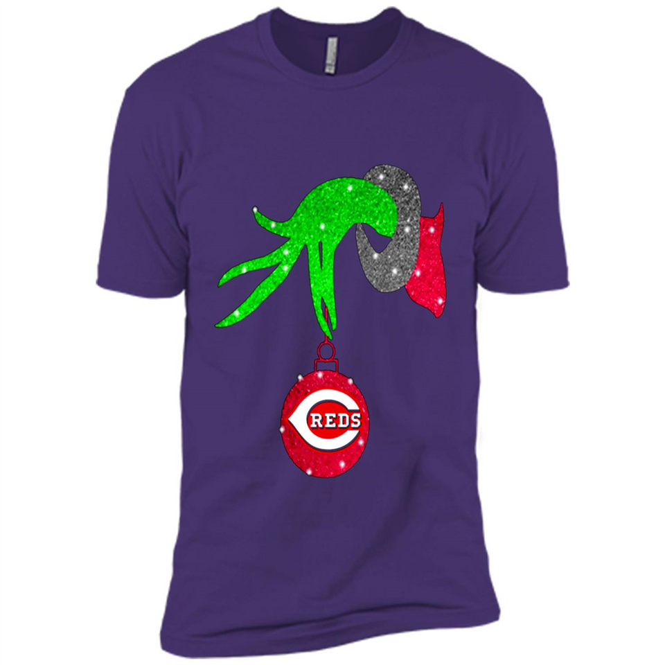 GRINCH HAND HOLDING CINCINNATI REDS GLITTER CHRISTMAS PINGPONG