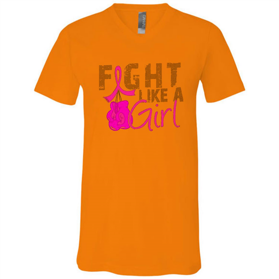 Fight Like A Girl Breast Cancer Awareness - Canvas Unisex V-Neck