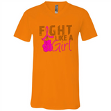 Fight Like A Girl Breast Cancer Awareness - Canvas Unisex V-Neck