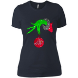 GRINCH HAND HOLDING ATLANTA BRAVES GLITTER CHRISTMAS PINGPONG
