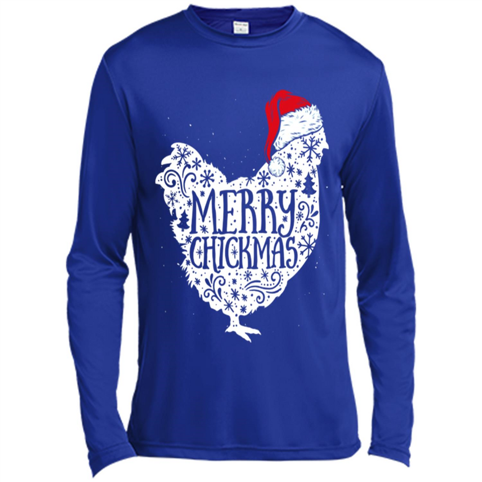Chicken Christmas T Shirt Merry Chickmas Santa Claus Gifts - Canvas Long Sleeve T-Shirt