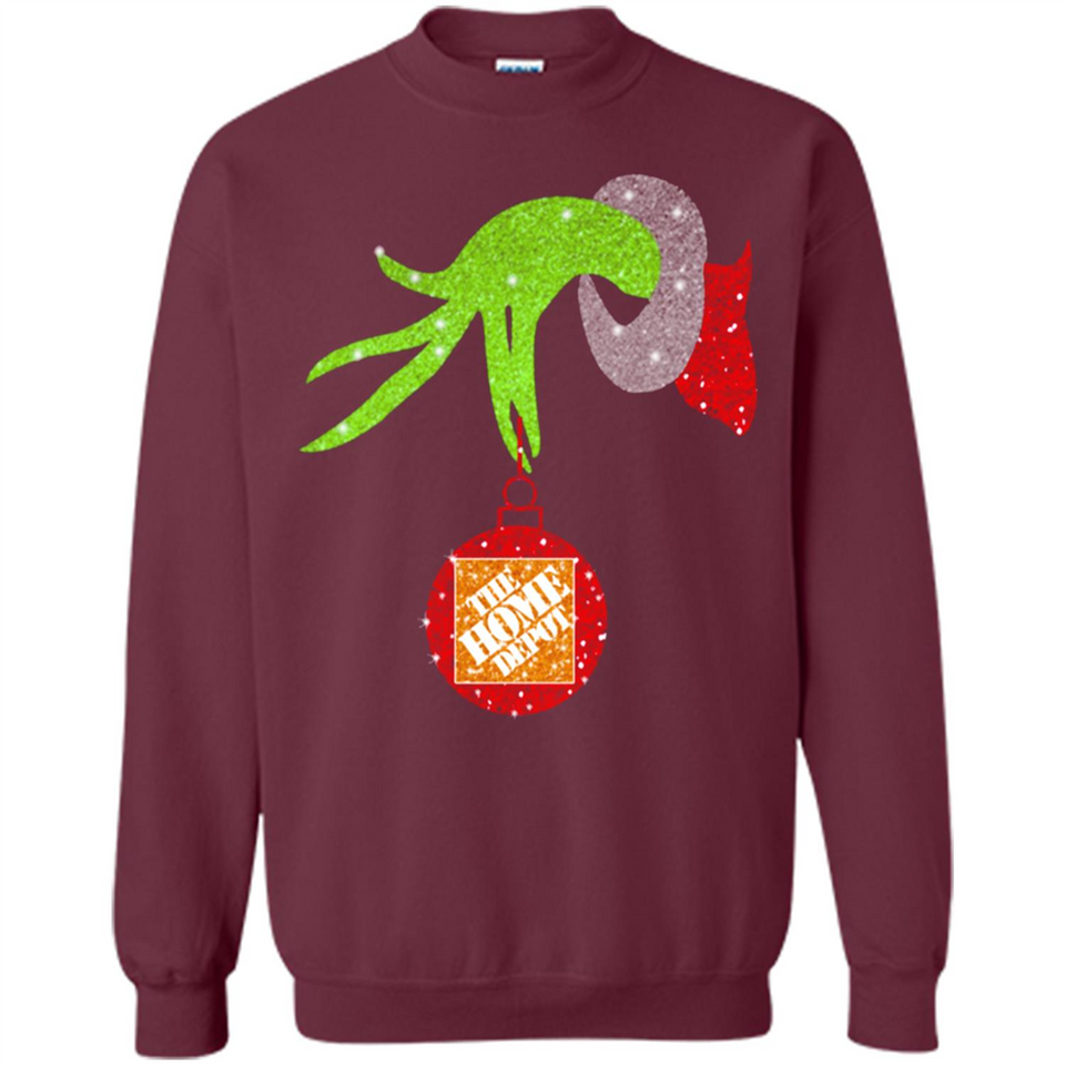 Grinch hand holding Logo HomeDepot Glitter Christmas - Sweatshirt