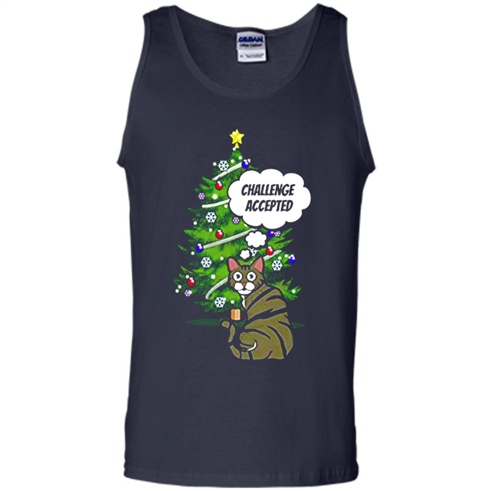Christmas Tree Cat Long Sleeve Christmas Shirt for Cat Lover - Tank Top