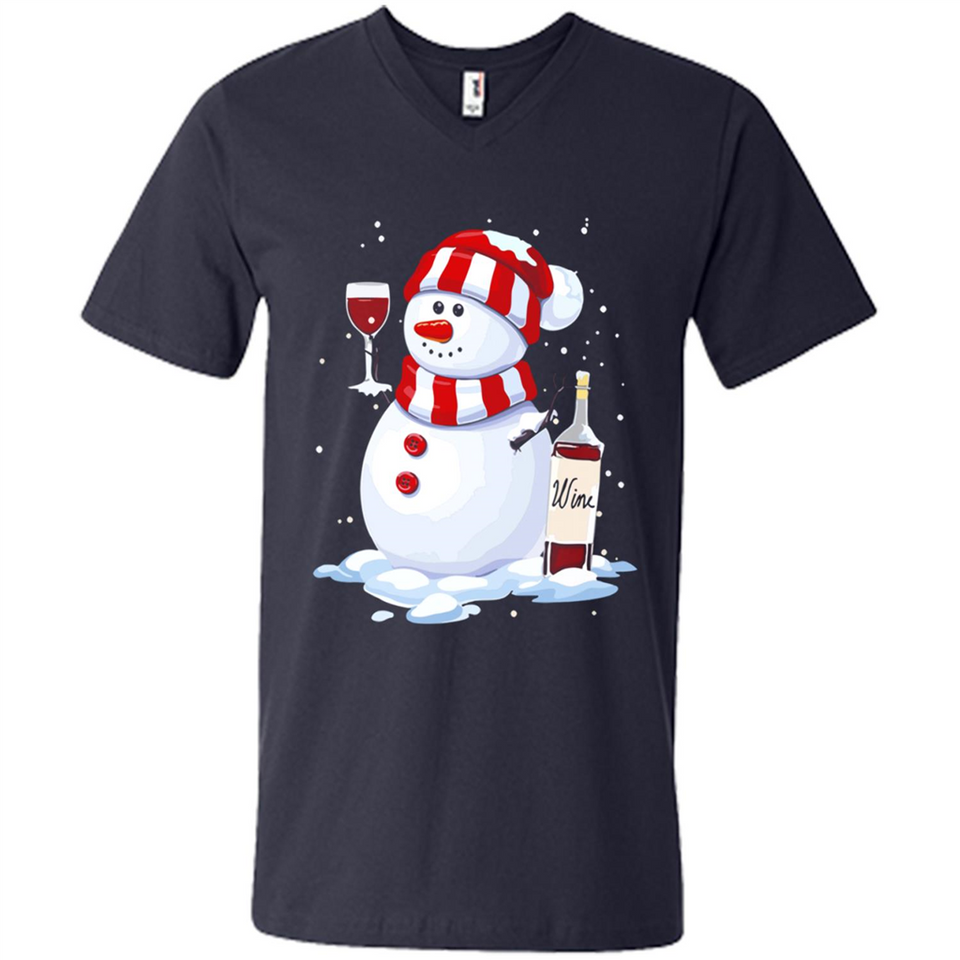 Cute Snowman drink Red Wine Christmas - Men's V-Neck