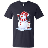 Cute Snowman drink Red Wine Christmas - Men's V-Neck